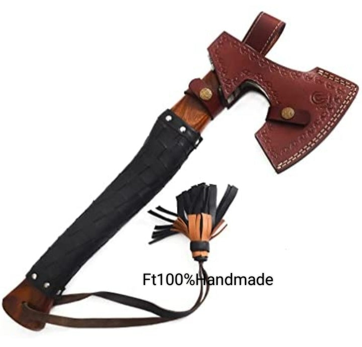 custom handmade carbon steel axe hatchets head axe with leather sheath gift for him