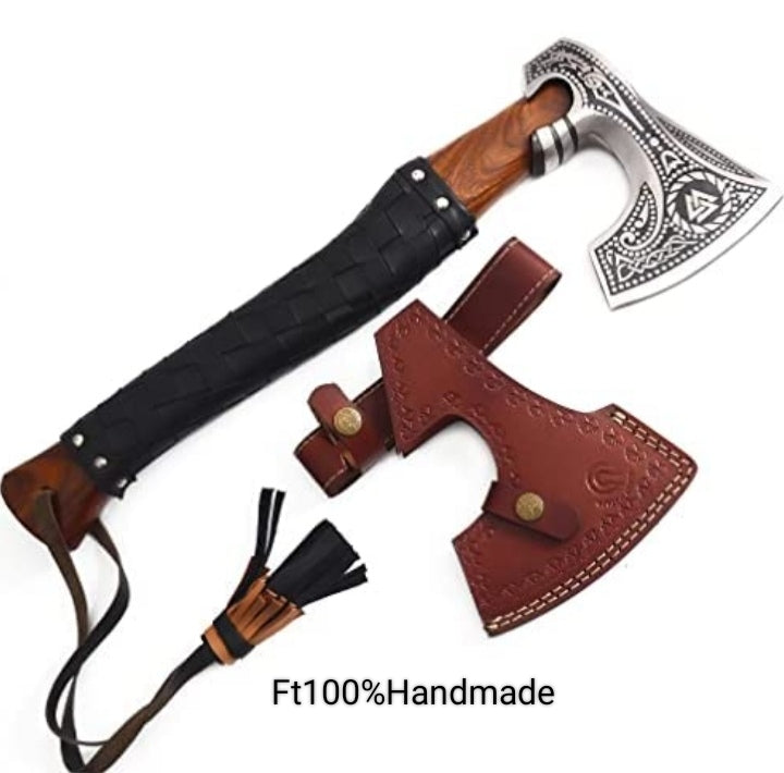 custom handmade carbon steel axe hatchets head axe with leather sheath gift for him